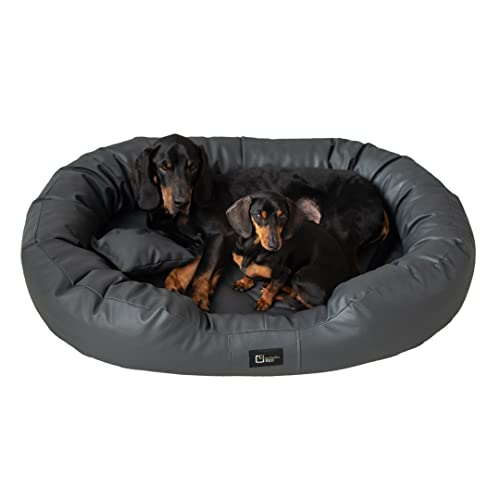 exclusive BED Orthopädisches Hundebett Nancy Premium Grosse Mittelgroße Kleine Hunde - Hundekissen Hundematte aus Öko-Leder - rutschfest Langlebig Abriebfest Reißfest (XL, Anthrazit) von exclusive BED