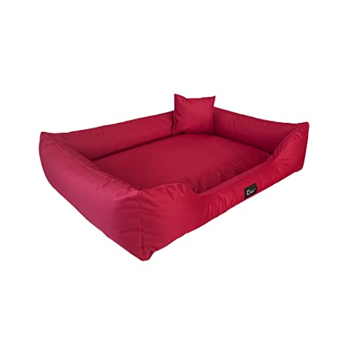 exclusive BED Hundebett Puffi Grosse Mittelgroße Kleine Hunde - Hundekissen Hundematte aus Kodura-Stoff - Waschbar Wasserfest Langlebig Abriebfest Reißfest (XXXL+| 160x100cm, Rot) von exclusive BED