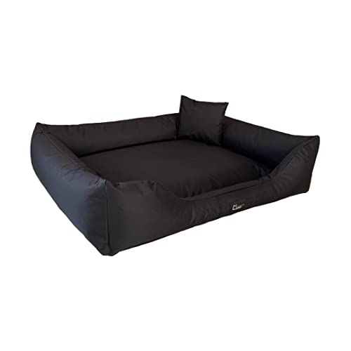 exclusive BED Hundebett Puffi Grosse Mittelgroße Kleine Hunde - Hundekissen Hundematte aus Kodura-Stoff - Waschbar Wasserfest Langlebig Abriebfest Reißfest (XXL+| 130x100cm, Schwarz) von exclusive BED