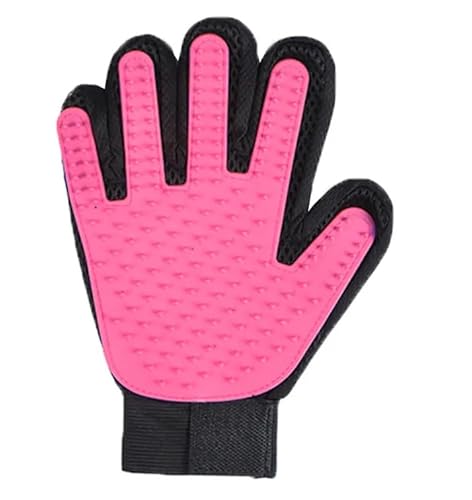 Exeton Haustier-Pflegehandschuh für Katzen, Hunde, Kaninchen, Pferde, Bürstenhandschuh, Premium-Enthaarungshandschuh für einfache, saubere Fellpflege, mit 260 Spitzen, Fellpflegehandschuh (Rosa) von Exeton