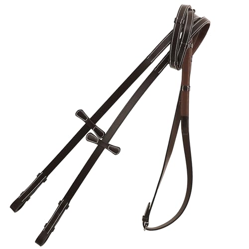 ExionPro Hunter Zügel mit sieben Handstoppern für Hunter Trense | Martingal-Stopper | Schwarz, Havannabraun, Optionen: Over, Full, Cob, Pony (Havanna, Cob – VT-Leder (Vorreiter)) von ExionPro