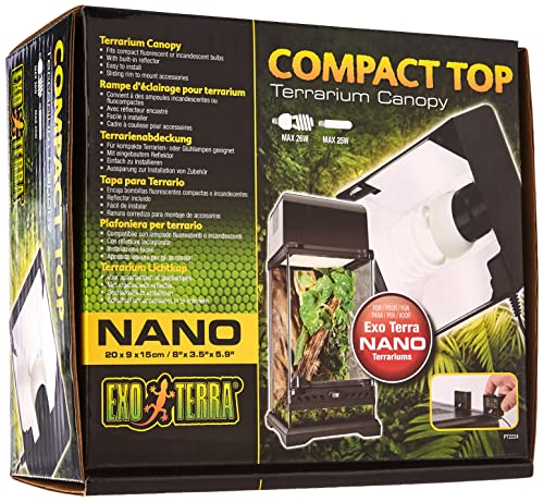 Exo Terra Compact Top, Terrarienabdeckung, Nano, für 1 Lampe, mit Reflektor, 20 x 9 x 15cm, Fassung E27, Schwarz von Exo Terra