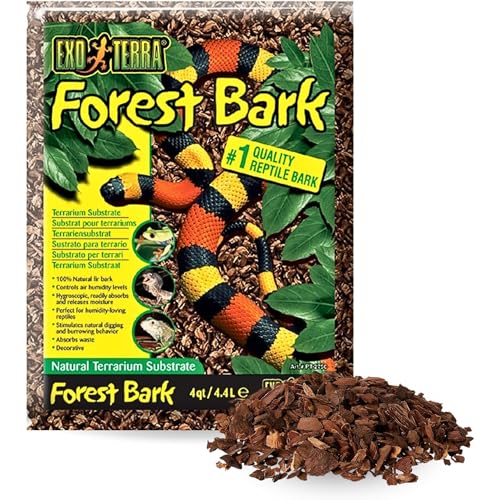 Exo Terra Forest Bark, Terrarium Substrat aus Tannenrinde, ideal für feuchtigkeitsliebende Reptilien, Amphibien und Wirbellose, 4,4L von Exo Terra