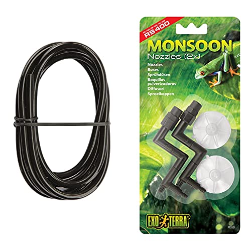 Exo Terra Monsoon Tubing, Verlängerungsschlauch für die Exo Terra Monsoon Beregnungssysteme, 1,80m & Monsoon Nozzles, Sprühdüsen für die Exo Terra Monsoon Beregnungssysteme, 2er Pack von Exo Terra