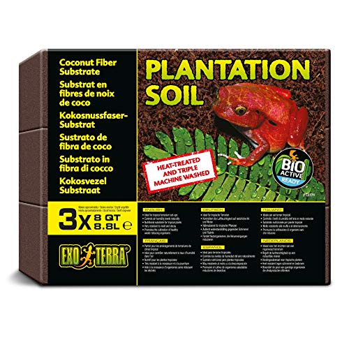 Exo Terra Plantation Soil: 3 x 8,8 Liter, tropisches Terrarium-Substrat, aus gepressten Fasern der Kokosnussschale, 70 g von Exo Terra