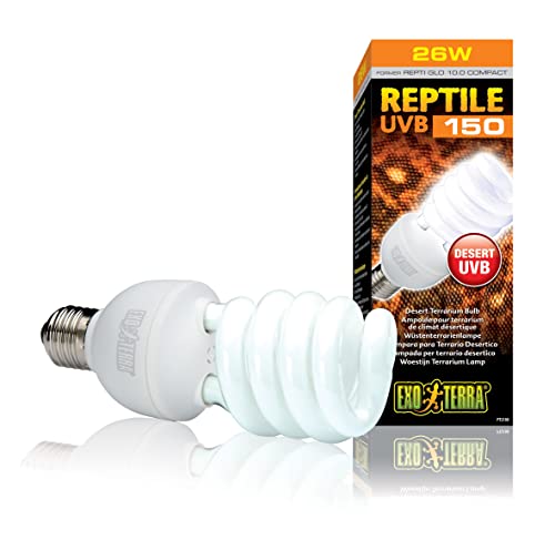 Exo Terra Reptile UVB 150, Wüstenterrarien Lampe, Kompakte UVB Lampe für in der Wüste lebende Reptilien, 26W, Fassung E27, Weiß US von Exo Terra