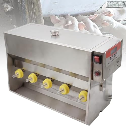 Haustier-Milchfutterautomat, Futter für mehrere Ferkel, automatischer Futterautomat für Schweinesauen, Ferkel-Pflegestation, Edelstahl,14Nipples von ExoticaBlend