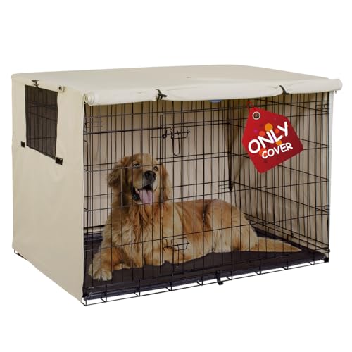 Explore Land Abdeckung für Hundekäfig, 61 cm, strapazierfähiges Polyester, universelle Passform für Hundekäfige aus Draht, Hellbraun von Explore Land