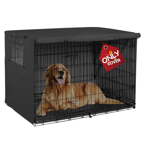 Explore Land Hundekäfig-Abdeckung, 121,9 cm, strapazierfähig, Polyester, universell passend für Draht-Hundekäfige, Schwarz von Explore Land