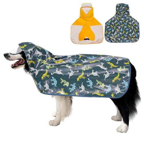 ExploureU Hunde-Regenmantel, verstellbar, wasserdicht, Haustierkleidung mit transparenter Kapuze, wasserdicht, leicht, Phocho Hoodie (Grün, M) von ExploreU