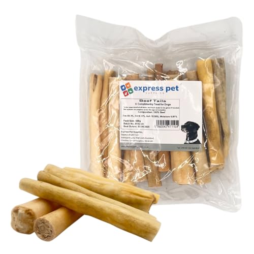 Express Pet Supplies 2 kg (40-60 Schwänze) 15,2 cm Rinderbull Kuhschwanz hypoallergenes Hunde-Leckerli Kauen wenig Geruch wie Pizzel von Express Pet Supplies