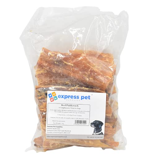 Express Pet Supplies Rindfleisch Paddywack Nackenhaut- und Glutenfrei, 100% natürlich, luftgetrocknetes Hunde-Leckerli, langlebig, fettarm, 1 kg von Express Pet Supplies