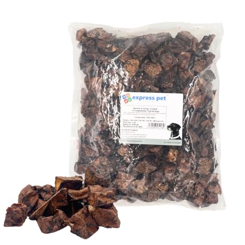 Rinderlungenwürfel, Jerky, 100 % natürlich, luftgetrocknet, Leckerlis, Kauspielzeug für Hunde, 500 g (75–100 Würfel), hypoallergen, ideales Trainings-Leckerli für kleine Rassen von Express Pet Supplies