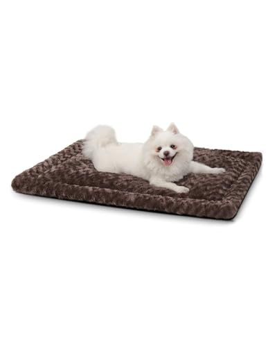 Hundebett-Matte, waschbar, wendbar, weich, flauschig, Haustierhütte, Schlafmatratze für große Jumbo, mittelgroße und kleine Hunde, 73,6 x 45,7 cm, Braun von Exsnugy