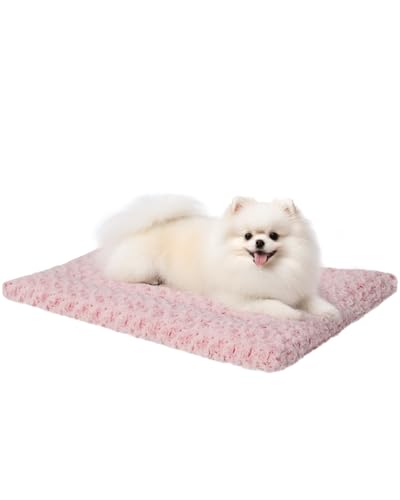 Waschbare Hundebett-Matte, wendbar, weich, flauschig, Haustierbett, Schlafmatratze für große, mittelgroße und kleine Hunde, 73,7 x 45,7 cm, Rosa von Exsnugy