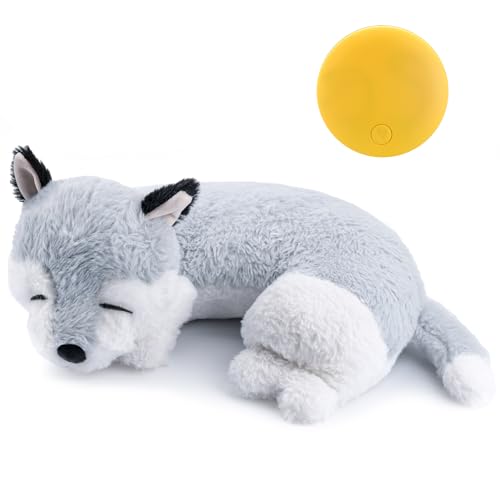 Extragele Heartbeat Puppy Toy Heartbeat Stuffed Toy for Dog Anxiety Relief and Calming Aid Heartbeat Stuffed Animal for Puppy Sleep Aid Crate Training, Puppy Needs Puppy Essential, Husky von Extragele