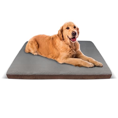 Orthopädisches Hundebett Für Große und Mittelgroße Hunde 100 x 70 x 7 cm Mit Visco Memory Hundematratze Hundesofa Hundecouch Hundekissen Flauschig Waschbar Pflegeleicht Rutschfest Beige Braun von Extrasen