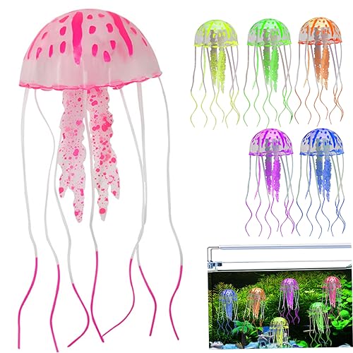 Eyccier 6pcs Qualle Dekor schwimmende mehrfarbige Luminhalle -Querzellie -Tank Silikon -Qualle -Spielzeugkünstigungsaquarium -Ornamente mit Saugbecher Lifelikum Fischtank Ornament von Eyccier