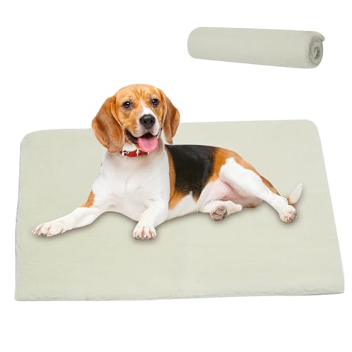 Eyccier Waschbares Hundebett 24 x 18 Zoll Selbstheizung Hundebett abnehmbare Winter warme Haustierdecke Katzendecke Kissenmatte für Welpen Kätzchen Kaninchen weiß .. von Eyccier