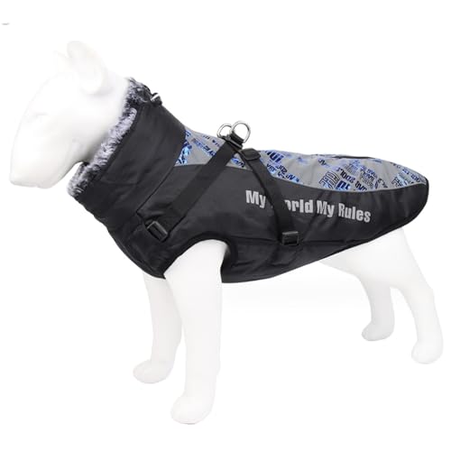 Hunde Wintermantel Großer Hund Winterkleidung wasserdichtes Hundeberichtungsmantel Reflektierende Hund Jacke wasserdes warme Hundweste mit Kabelbaumloch und hohem Kragen für den Innenbereich im Fr von Eyccier