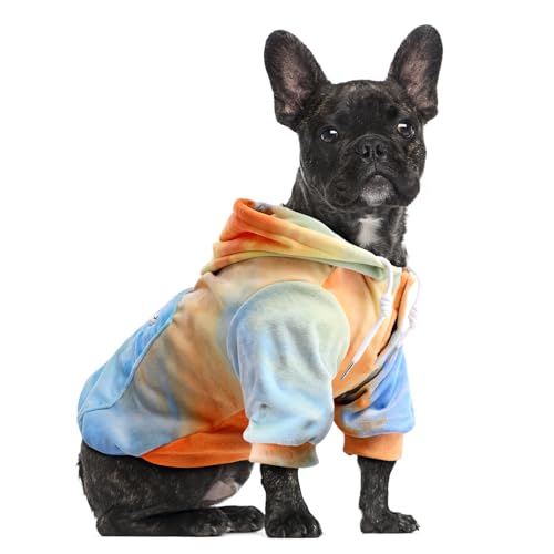 Eyein Hunde Hoodie Sweatshirt Pullover, Weicher und bequemer Stoff, Orange-Blau tie-dye, XXL von Eyein