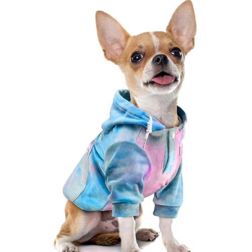 Eyein Hunde Hoodie Sweatshirt Pullover, Weicher und bequemer Stoff, Rosa-Blau tie-dye, M von Eyein