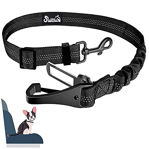 Eyein Hunde Sicherheitsgurt für Auto, Verstellbarer Hundegurt fürs Auto mit Elastischer Ruckdämpfung, 3 in 1 reflektierend Hunde Anschnallgurt für alle Hunderassen & Autotypen, 70cm (Schwarz) von Eyein