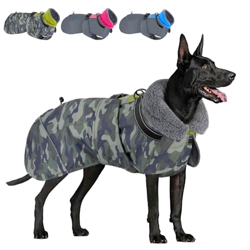 Eyein Hundemantel Winter für Mittlere Hunde, Wasserdicht Hundejacke mit warmem Fleecefutter und Halsband, Grün, L von Eyein