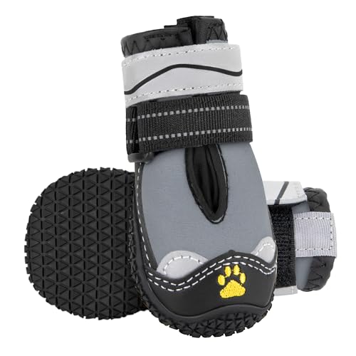 Eyein Hundeschuhe Pfotenschutz, 2 Stück Wasserabweisend Hundeschuhe mit Rutschfester Sohle, Grau, Größe 4 von Eyein