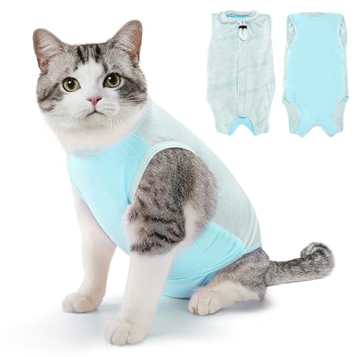 Eyein Katzenbody nach OP, Atmungsaktiver und bequemer Katzen Kleidung, Blau, M von Eyein