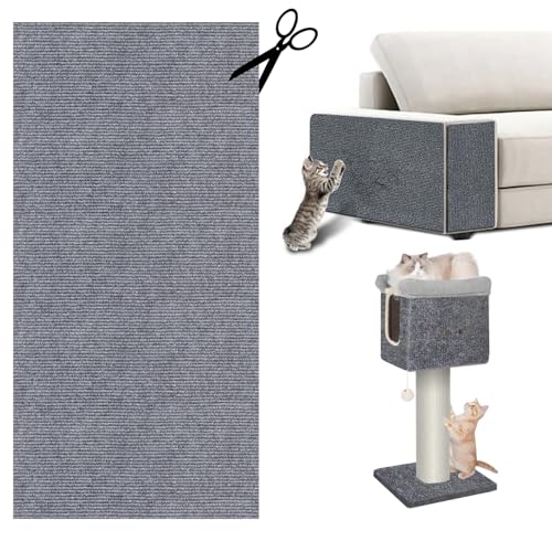 Trimmbare Selbstklebend Kratzteppich Katze Wand kratzschutz Sofa Katze Schutz Katzen kratzmatte Teppich bedeckt 40X200CM Katze Couch Schutz von DIY Katze Krallen katzenteppich (Hellgrau, 40 * 400cm) von Eyeleaf