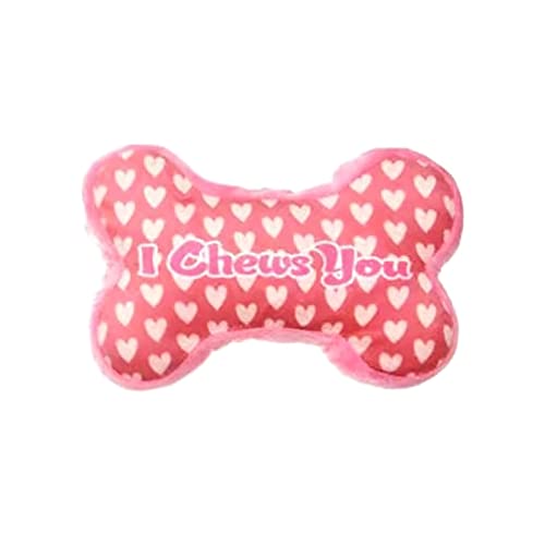 Eyiara Pink Quietschendes Hundespielzeug aus weichem Plüsch – Kauen in Herz-/Knochenform mit Quietscher für mittelgroße und kleine Hunde – PK1 von Eyiara