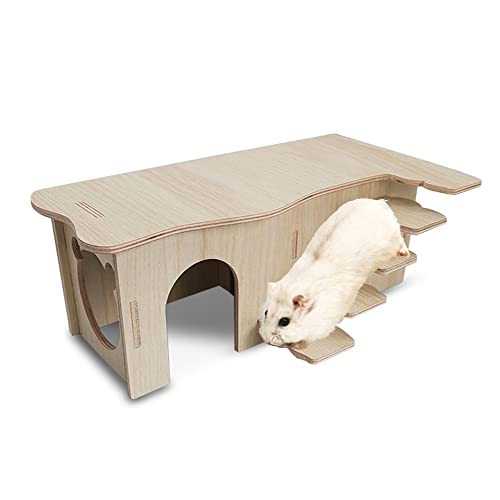 Eyksta Hamster Haus Holz, 2 Kammern, mit Leiter, Spielplatz, Haus für Zwerghamster, Rennmäuse, Degus, (27 * 15 * 10 cm) von Eyksta