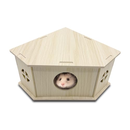 Eyksta HamsterHaus Holz Kleintierspielzeug Hamster Zubehör Haus für Zwerghamster Goldhamster Rennmäuse 20 * 20 * 11.1cm von Eyksta