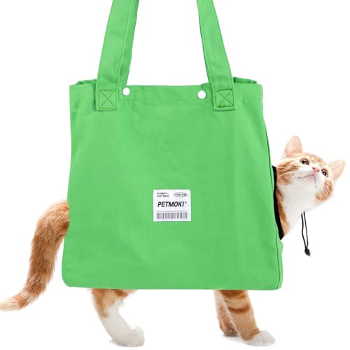 Katzentragetasche Tragfähigkeit 7 Kg, Katzen Tragetasche Leinwand,4 Loch Unterseite, Katzentasche Weich Ideal für Reisen, Einkaufen, Picknicks mit Katzen (Grün) von Eyoulife