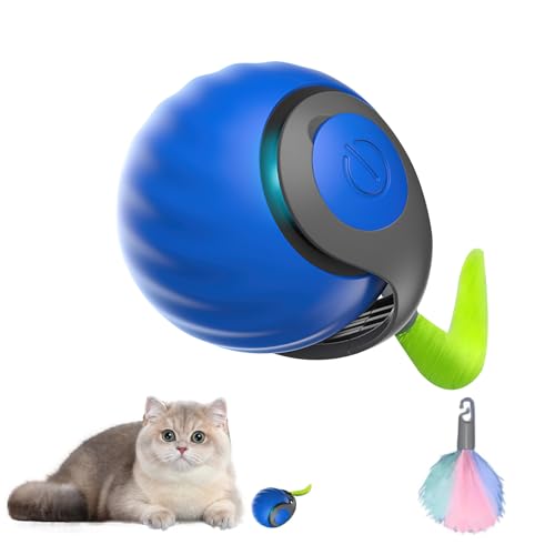 Eznaobo Interaktives Katzenspielzeug, katzenspielzeug selbstbeschäftigung, interaktiver spielball für Katzen und Hundespielzeug, 360° intelligent, USB Automatisches Elektrisches Spielzeug (B-Blue) von Eznaobo