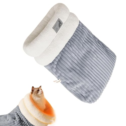 Eznaobo Katzennest Schlafsack, Katzenschlafsack, Katze Winter Warmer Schlafsack, Weicher Plüsch Großer Katzensack Selbstwarmes Katzenbett für den Winter Gemütliches Katzenbett Höhle 360° Wrap Bequem, von Eznaobo