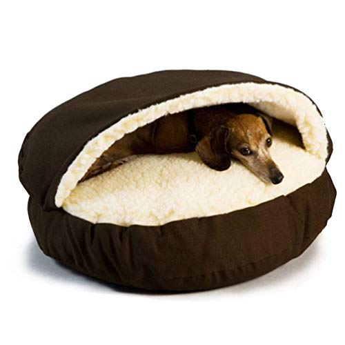 Ezoon Luxuriöses Hundebett mit Mikroveloursleder, pflegeleicht, mit waschbarem Bezug, für kleine und mittelgroße Welpen, Schlafsack, Katzennest, hygienisch, sehr langlebig von Ezoon