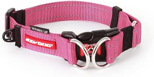 EZYDOG Double Up Hundehalsband | Hundehalsband für kleine, mittelgroße und große Hunde, reflektierendes Hundehalsband, höchster Komfort, weiches Neopren-Material, starkes Nylon-Gurtband (groß, Rosa) von EzyDog