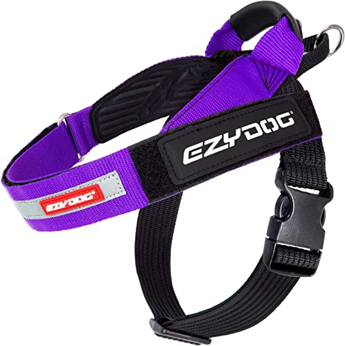 EZYDOG Express Hundegeschirr | Hundegeschirr für kleine, mittelgroße und große Hunde, abgewinkeltes, ergonomisches Design, geformter Griff, leicht zu lösende Seitenschnalle (L, Lila) von EzyDog