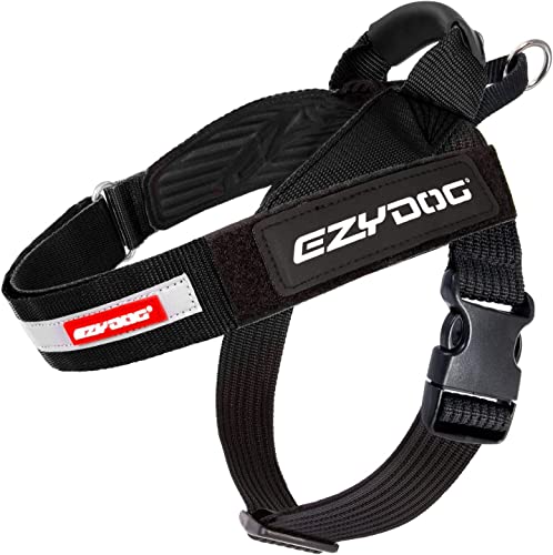 EZYDOG Express Hundegeschirr | Hundegeschirr für kleine, mittelgroße und große Hunde, abgewinkeltes, ergonomisches Design, geformter Griff, leicht zu lösende Seitenschnalle (L, Schwarz) von EzyDog