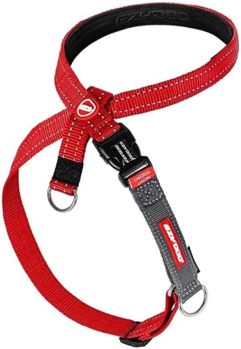 EzyDog Anti Zieh Geschirr Hund - Crosscheck Hundegeschirr für Kleine, Mittelgroße und Große Hunde, Hundetraining Zubehör, Reflektierendes, Größenverstellbar (XL, Rot) von EzyDog