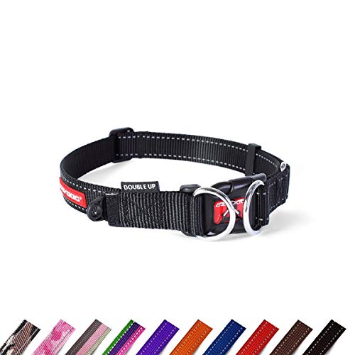 EzyDog Double Up Halsband, schwarz, Large (39cm - 59cm) von EzyDog