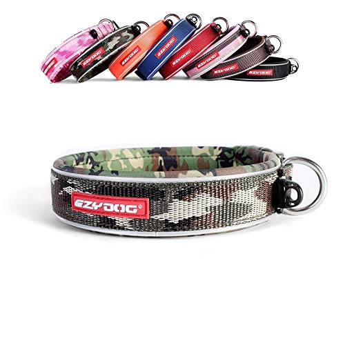 EzyDog Hundehalsband für Große, Mittelgroße, Mittlere & Kleine Hunde - Halsband Hund Neopren Gepolstert, Wasserfest, Reflektierend (L, Camo) von EzyDog