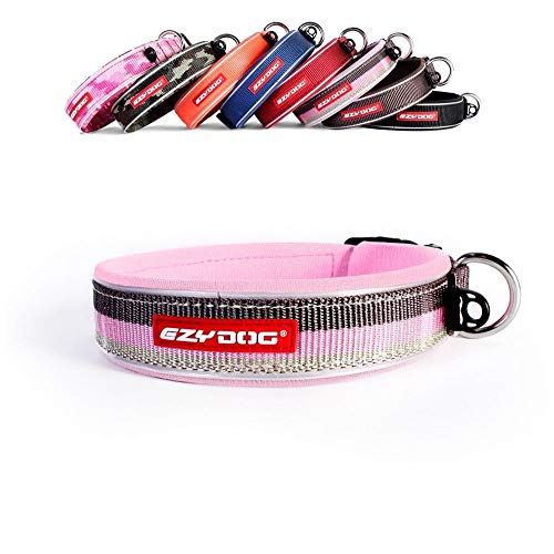 EzyDog Hundehalsband für Große, Mittelgroße, Mittlere & Kleine Hunde - Halsband Hund Neopren Gepolstert, Wasserfest, Reflektierend (L, Candy) von EzyDog