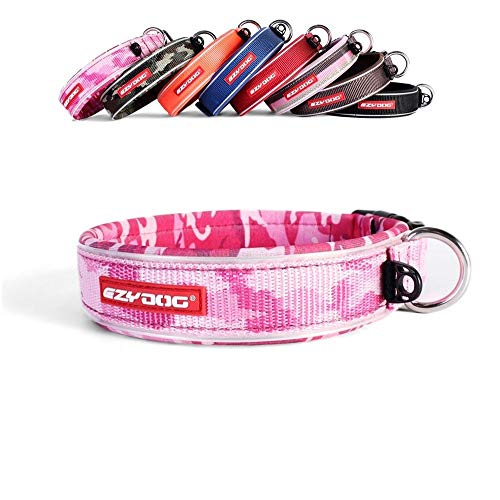 EzyDog Hundehalsband für Große, Mittelgroße, Mittlere & Kleine Hunde - Halsband Hund Neopren Gepolstert, Wasserfest, Reflektierend (M, Rosa Camo) von EzyDog