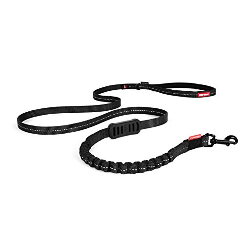 EzyDog Hundeleine für Kleine Hunde - Elastische Leine mit Bungee Ruckdämpfer - 'Zero Shock' Leine für Hunde - Hunde Leine Stabil, Reflektierend (128cm, Schwarz) von EzyDog