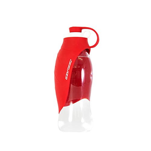 EzyDog Hundetrinkflasche für Unterwegs - 'Leaf' Hunde Wasserflasche - Reversible und Leichte Reise Trinkwasserspender für Hund, aus BPA-Freiem Lebensmittelechtem Silikon (Rot) von EzyDog