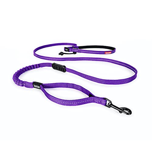 EzyDog Jogging Hundeleine für Kleine und Mittelgroße Hunde - Joggingleine Road Runner LITE 210cm - Leine zum Joggen mit Hund, Reflektierende, Elastische mit Bungee Ruckdämpfer (12mm, Violett) von EzyDog