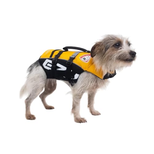 EzyDog Micro DFD Schwimmweste, Rettungsweste, Bootfahren, unter 7 kg, hundefreundlich, Paddelboard, überlegener Auftrieb, Rettungsgriff, Gelb von EzyDog